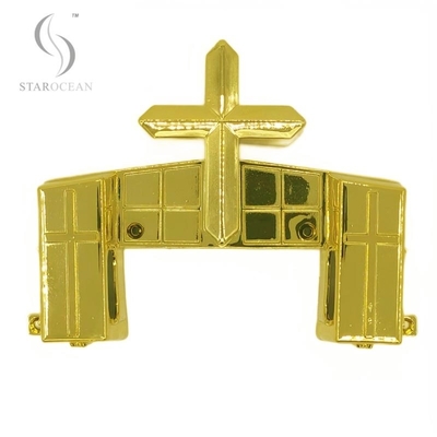 Gold PP Recycled Material Cross-Shaped Coffin Corners, Coffin Accessories 15#G